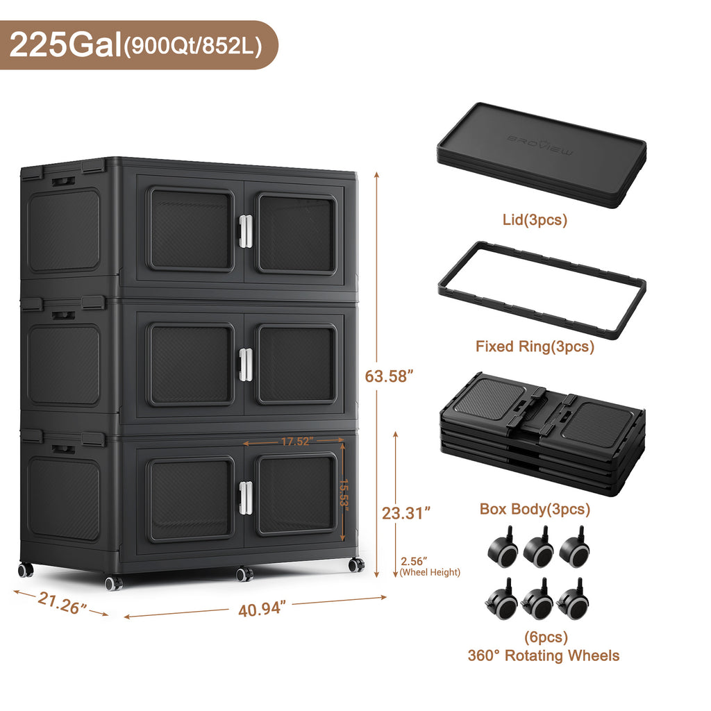 BROVIEW 75gal Stackable Storage Bins with Lid, 300QT Extra Large Capacity Plastic Storage Boxes for Clothes,Tools - Ideal for Home, Bedroom, Garage and Closet Organization