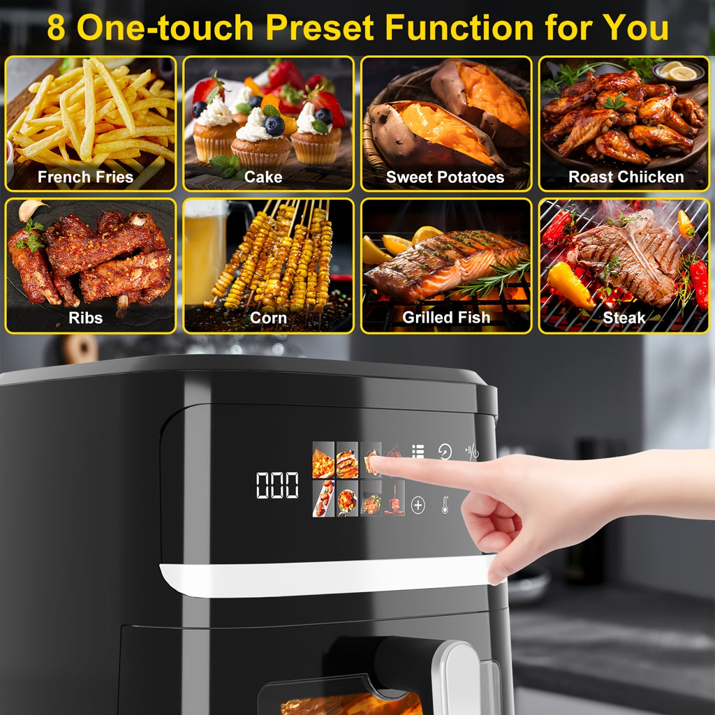 8.5 Quart Air Fryer With Smart Cooking Programs, 8 Liter Large Capacity Multifunctional Electric Fryer, Household Electronic Touch Control Air Fryers, LCD Touchscreen, Viewing Window, Interior Light, Broil, Toast, Bake, Air Fry, Oil-Free