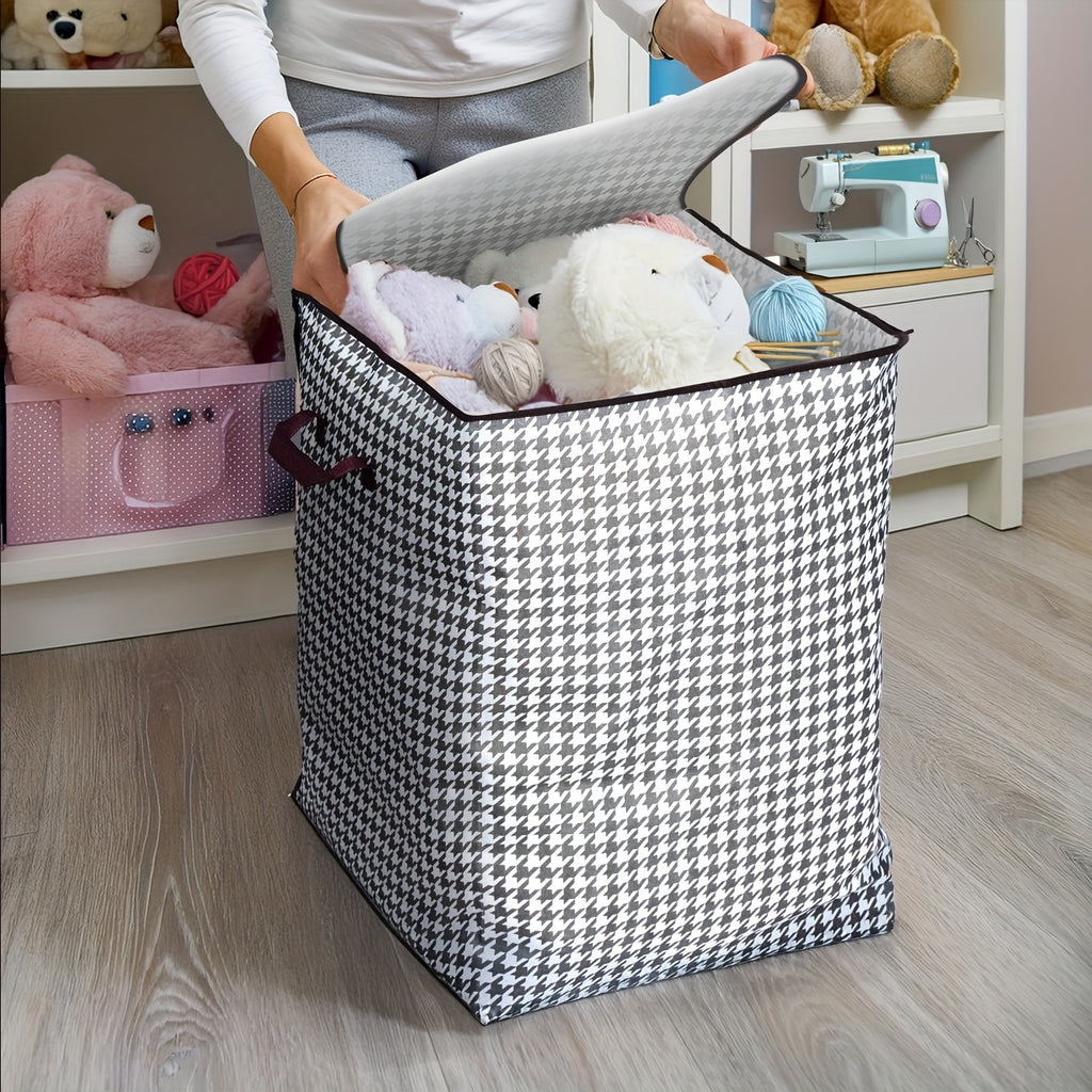 1\u002F3pcs Pieces Oversized 47.55 Gallons Thousandbird Plaid Pattern Thickened Storage Container Large Capacity Clothes Sture-Proof Bag with Handle Double Zipper Storage Bag, Household Bedroom, Travel Storage Basket Ideal Storage Bag