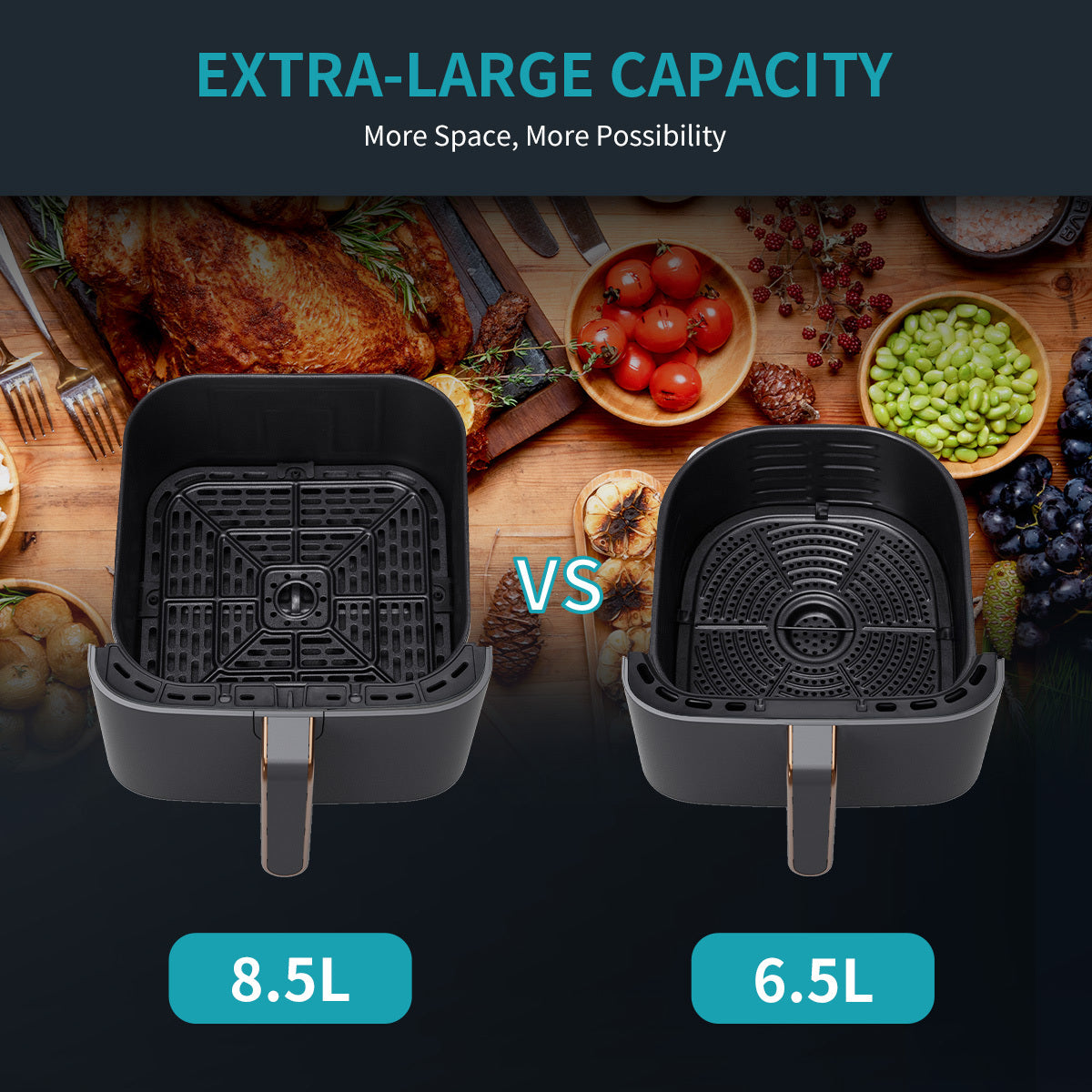 Ultrean 9 Quart 6-in-1 Electric Air Fryer, 1750W XL Hot Airfryer Oven Oilless Cooker, Large Family Size LCD Touch Control Panel and Nonstick Basket